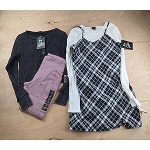 Art Class Size M 8 leggings and dress outfit Lot Of 4 Girls Kids Clothes.